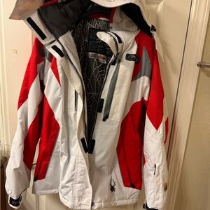 Spyder Women's Red and White Jacket size M